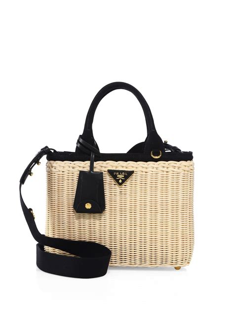 prada wicker basket bags black oor white|canvas tote bag prada.